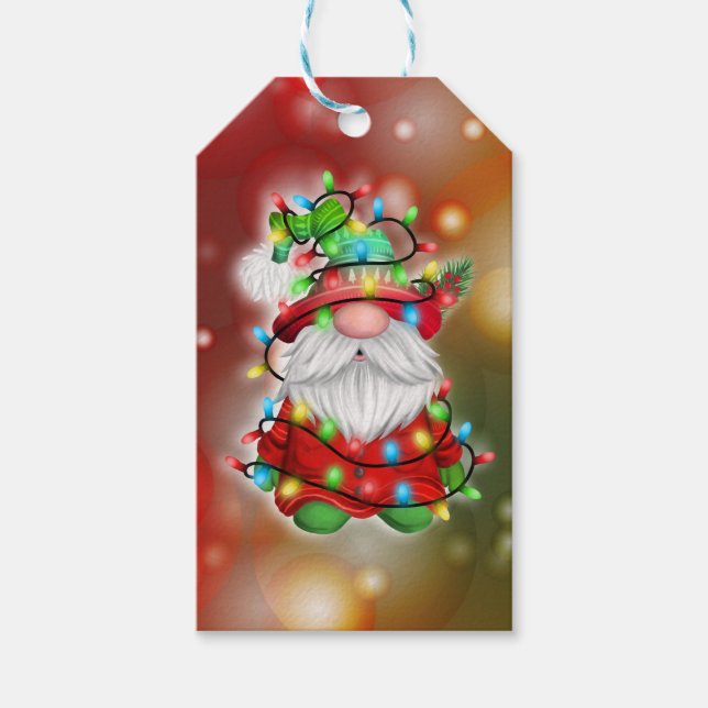 Étiquettes-cadeau Chandail de Noël Gnome Feux Tangle (Devant)