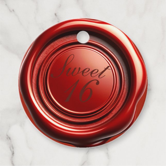 Étiquettes Cadeau Chandelle rouge Wax Seal Drip Sweet 16 Mariage (Devant)