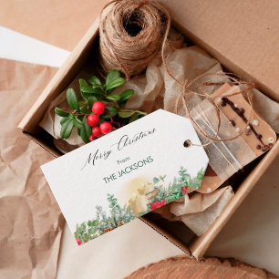 Étiquettes-cadeau Chandelle vintage et verdure Noël