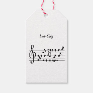 Étiquettes-cadeau Chanson d'amour Oiseau Notes Noir Blanc Art