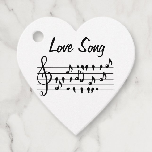 Étiquettes Cadeau Chant d'amour, oiseaux assis entre les notes music (Devant)