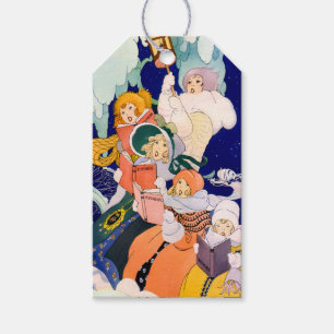Étiquettes-cadeau Chanteurs de Noël vintage sous les étoiles