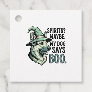Étiquettes Cadeau Chapeau De Sorcière Chien Gravure Vintage Humour H