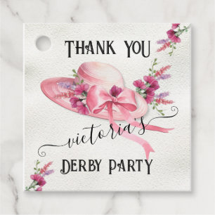 Étiquettes Cadeau Chapeau floral rose Derby Shower de mariage
