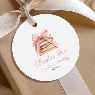 Étiquettes Cadeau Chapitre Un Nœud Rose Livres Fête d'anniversaire 1
