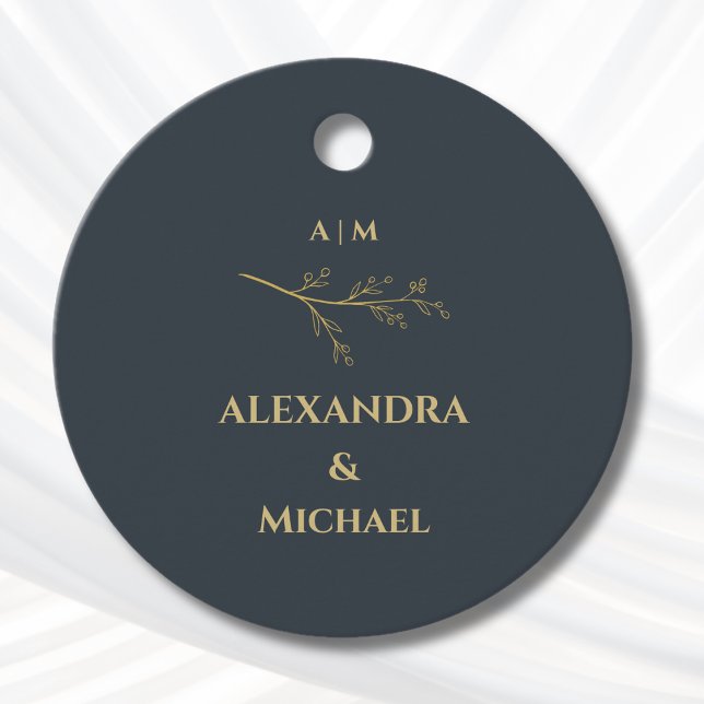 Étiquettes Cadeau Charcoal Botanical Christian Wedding Thank You (Créateur téléchargé)