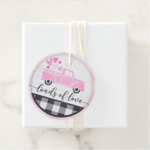 Étiquettes Cadeau Charges d'amour Coeurs Camion Plaid Valentine