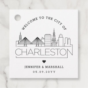 Étiquettes Cadeau Charleston Skyline Accueil mariage