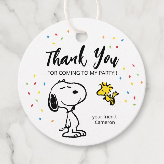 Étiquettes Cadeau Charlie Brown et Gang Confetti (Devant)
