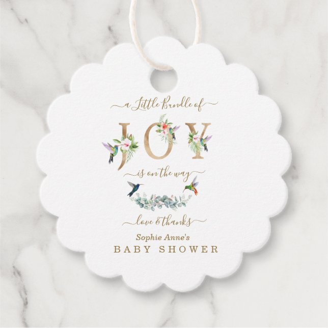 Étiquettes Cadeau Charm Little Bundle De Joy Baby shower Hummingbird (Devant)