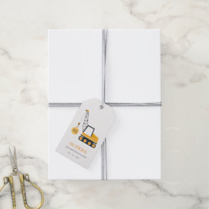 Étiquettes-cadeau Charmant véhicule de grue de construction n'import