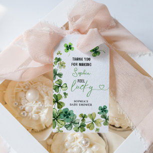Étiquettes-cadeau Charme Chanceux Baby Shower Trèfle Shamrock