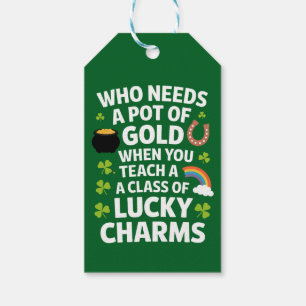 Étiquettes-cadeau Charme de professeur Saint-Patrick Trèfle Irlandai