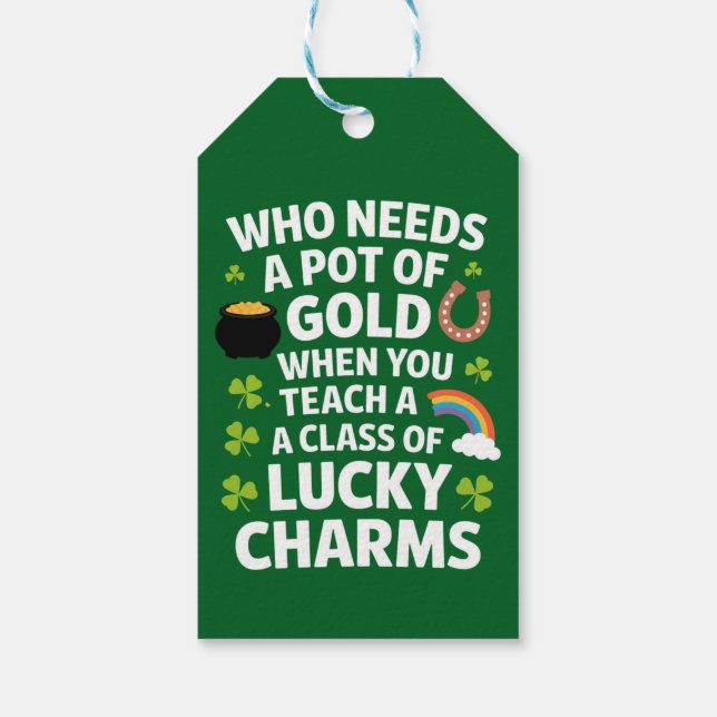 Étiquettes-cadeau Charme de professeur Saint-Patrick Trèfle Irlandai (Dos)