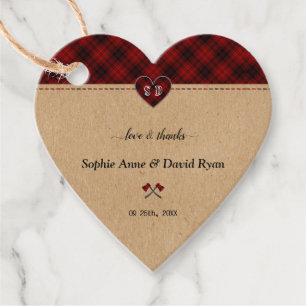 Étiquettes Cadeau Charme Rustique Buffalo Rouge Plaid Monogramme Mar