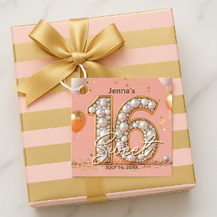 Étiquettes Cadeau Charming Chic Regal Pearl Blush Rose Gold Sweet 16