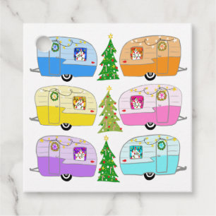 Étiquettes Cadeau Charming Christmas Camper Vintage Trailer RV Xmas