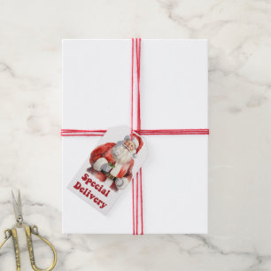 Étiquettes-cadeau Charming Père Noël livre la joie de Noël avec des