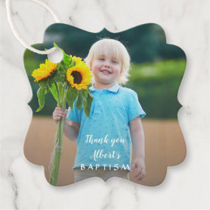 Étiquettes Cadeau Charming Simple Boy Photo Baptême