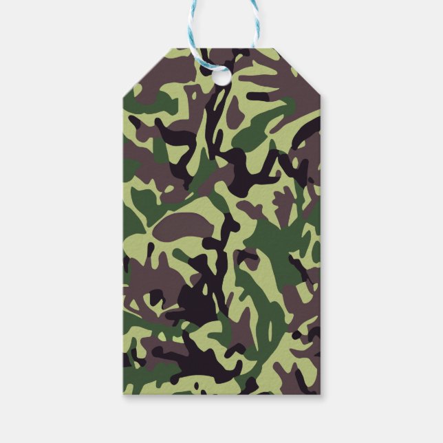 Étiquettes-cadeau Chasseurs Motif Camo Vert (Devant)
