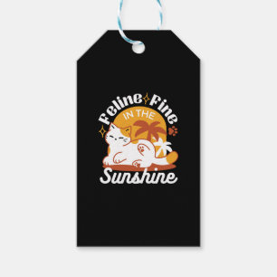Étiquettes-cadeau Chat adorable se relaxer au soleil - Animal de com