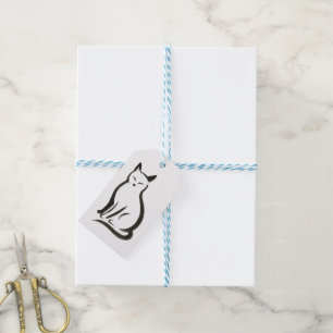Étiquettes-cadeau Chat assis - Silhouette d'encre minimaliste sur