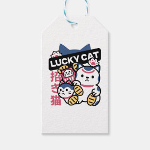 Étiquettes-cadeau Chat Chanceux Maneki Neko – Chat de Fortune Japona