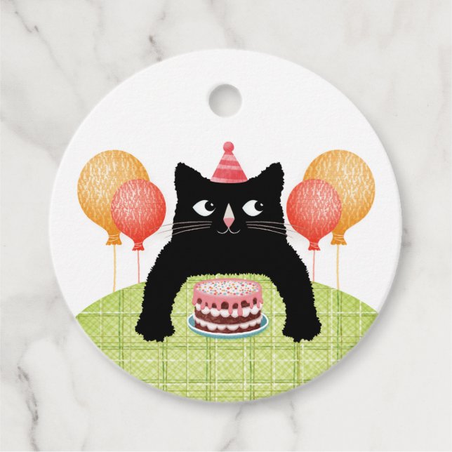 Étiquettes Cadeau Chat d'anniversaire  (Devant)