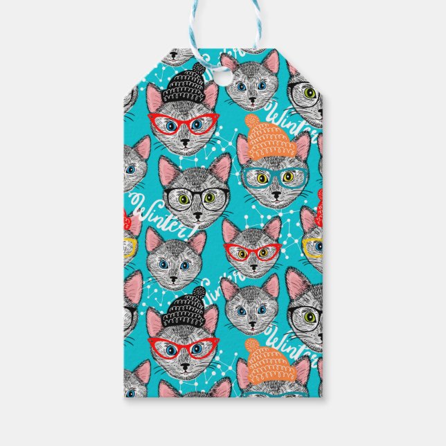 Étiquettes-cadeau Chat dans le casquette (Devant)