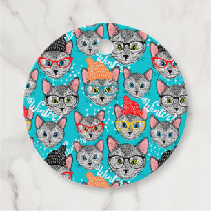 Étiquettes Cadeau Chat dans le casquette