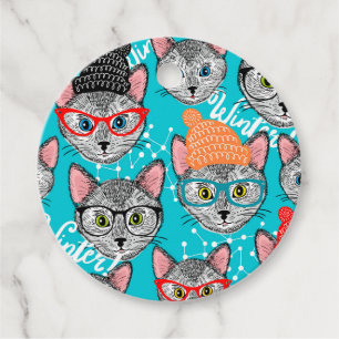Étiquettes Cadeau Chat dans le casquette