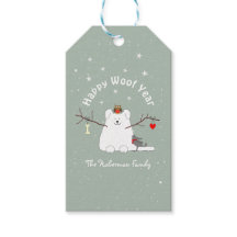 Chat de neige 'Happy Woof Year'