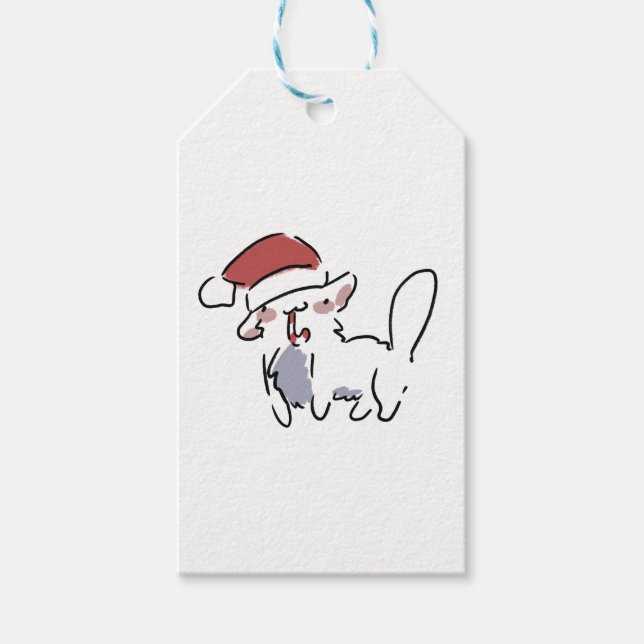 Étiquettes-cadeau Chat de Noël (Devant)