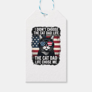 Étiquettes-cadeau Chat du drapeau américain vintage Papa Fête des pè