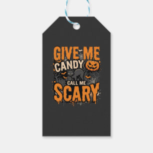 Étiquettes-cadeau Chat effrayant Halloween donne-moi des bonbons