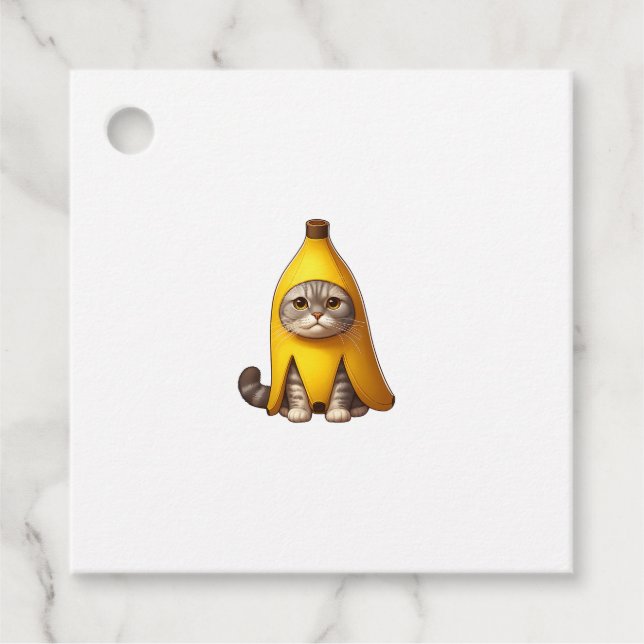 Étiquettes Cadeau Chat en costume de banane (Devant)
