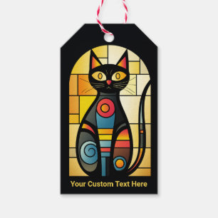 Étiquettes-cadeau Chat en verre tendu Faux Texte Personnalisé