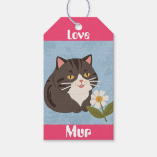 Étiquettes-cadeau Chat gris mignon personnalisé avec Mur et Amour