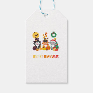 Étiquettes-cadeau Chat Halloween Noël Joyeux Hallothanksmans Merci