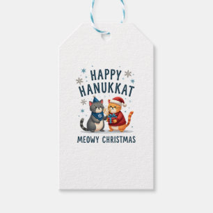Étiquettes-cadeau Chat Joyeux Noël Bonne Hanouka Juif Chrétien