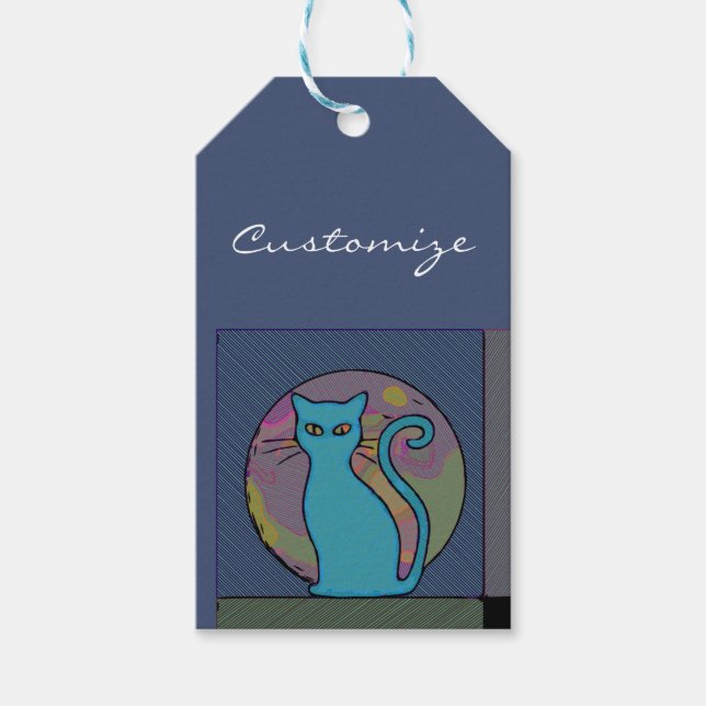 Étiquettes-cadeau Chat Lady Multi Chats assis Thunder_Cove (Devant)