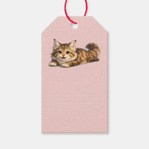 Étiquettes-cadeau Chat Maine Coon heureux Design de vibrations posit