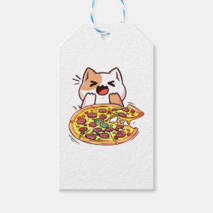 Étiquettes-cadeau Chat Manger Une Pizza