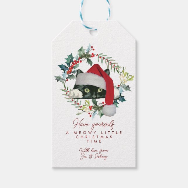 Étiquettes-cadeau Chat Meowy Petite marque cadeau de Noël (Devant)