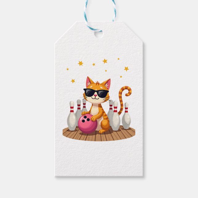Étiquettes-cadeau Chat mignon Avec Lunettes De Soleil Chat Jouer Bow (Devant)