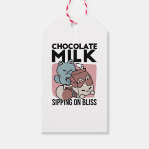 Étiquettes-cadeau Chat Mignon Lait Chocolat – Boisson Confortable &