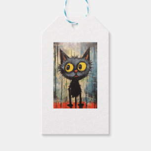 Étiquettes-cadeau Chat noir aux yeux jaunes