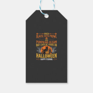 Étiquettes-cadeau Chat noir de citrouille d'Halloween Conception de
