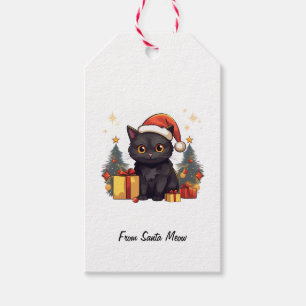 Étiquettes-cadeau Chat noir de Noël mignon