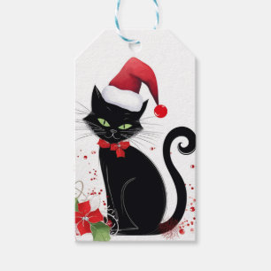 Étiquettes-cadeau Chat noir festif